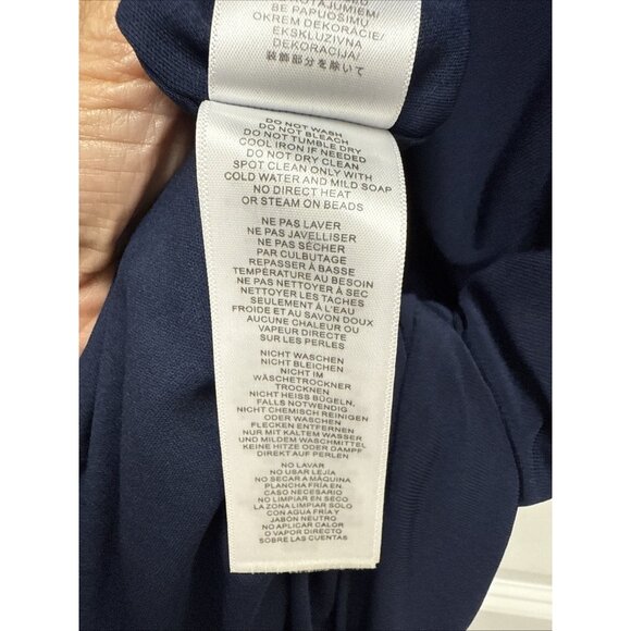 Adrianna Papell Size 12 Navy Blue EMBELLISHED One Shoulder Jersey Gown Dress NWT - Picture 12 of 12